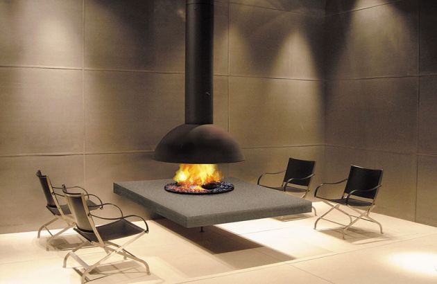 Cheminée Design centrale Mezzofocus Hotte en Italie