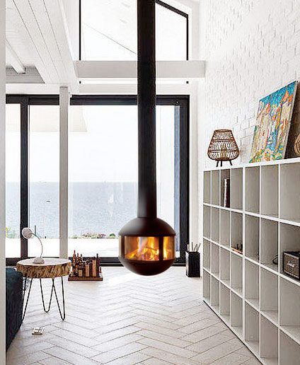 cheminée suspendue vitrée